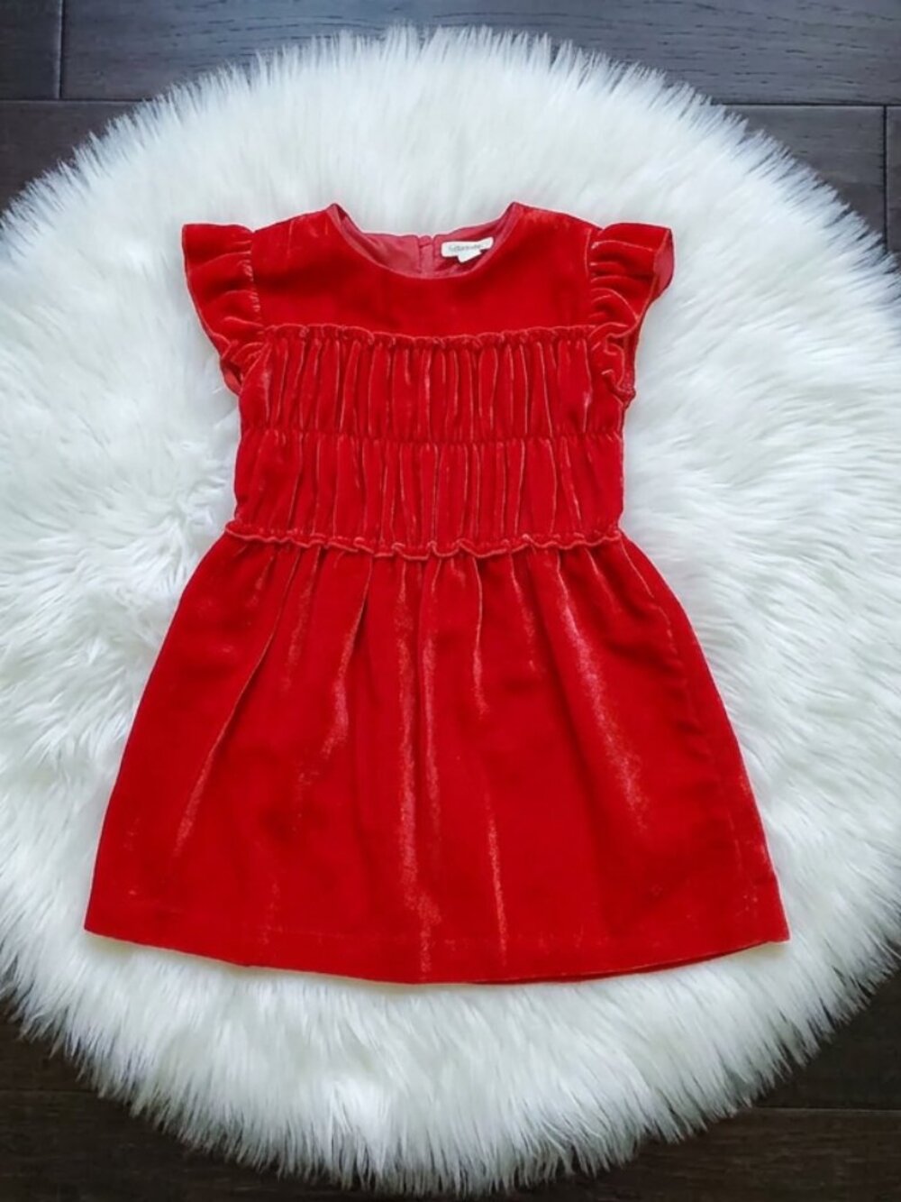 Crewcuts Smocked Red Velvet Dress Size 5